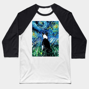 Boston Terrier Starry Night Baseball T-Shirt